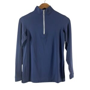The Tailored Sportsman Womens Navy Blue Quarter Zip Sun Shirt Mesh Venting Small